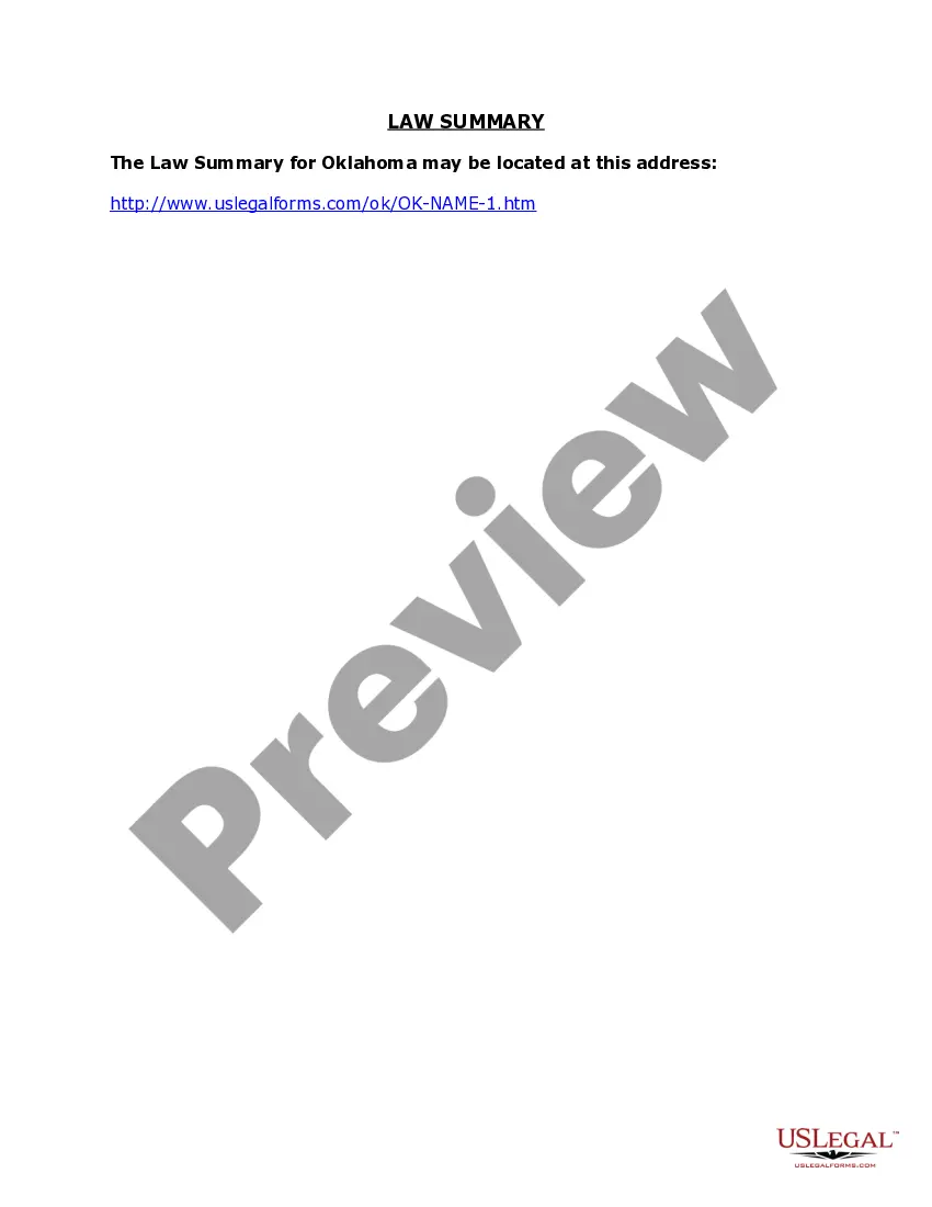 Preview Oklahoma Name Change Instructions and Forms Package for an Adult