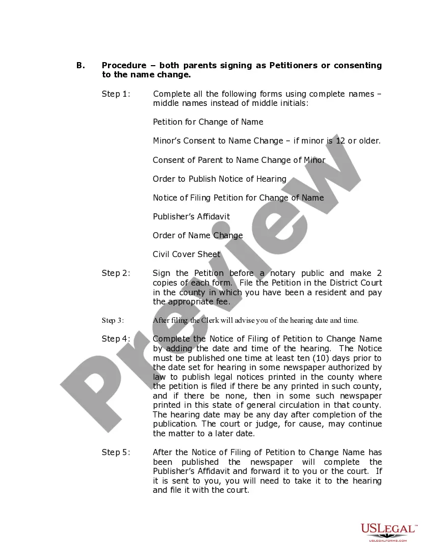 Preview Oklahoma Name Change Instructions and Forms Package for a Minor