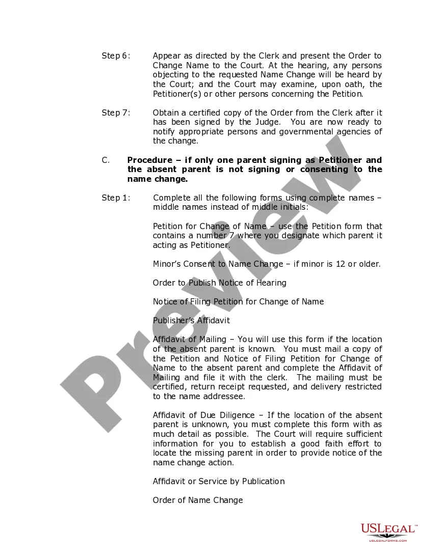 Preview Oklahoma Name Change Instructions and Forms Package for a Minor