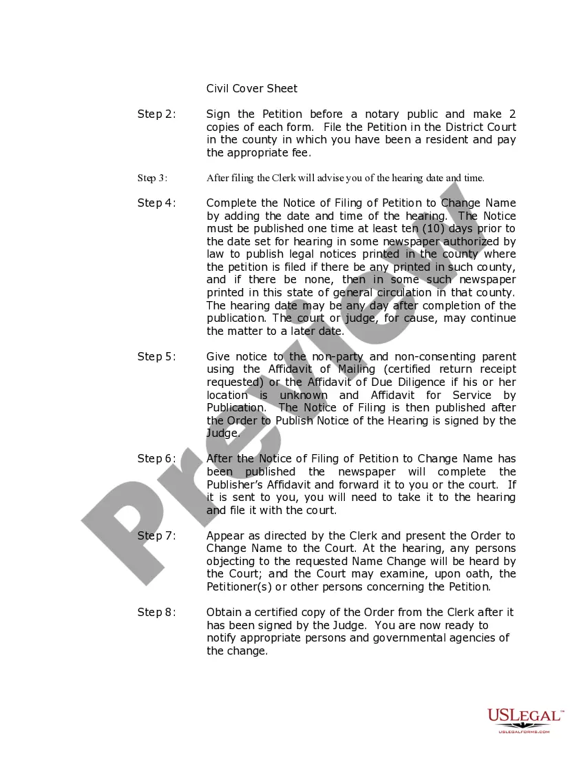 Preview Oklahoma Name Change Instructions and Forms Package for a Minor