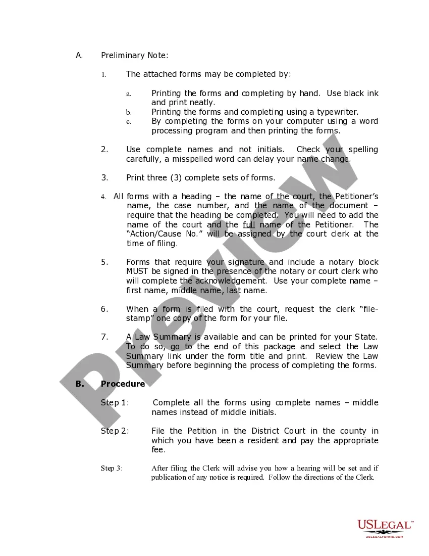 Preview Oklahoma Name Change Instructions and Forms Package for a Family