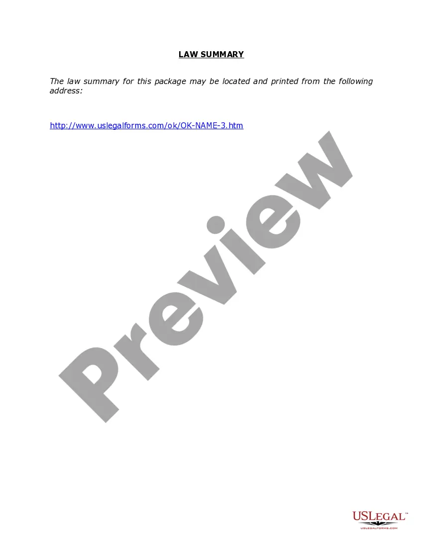 Preview Oklahoma Name Change Instructions and Forms Package for a Family