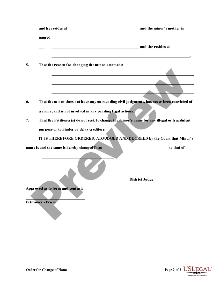 Get Order for Change of Name for Minor Preview Order for Change of Name for Minor