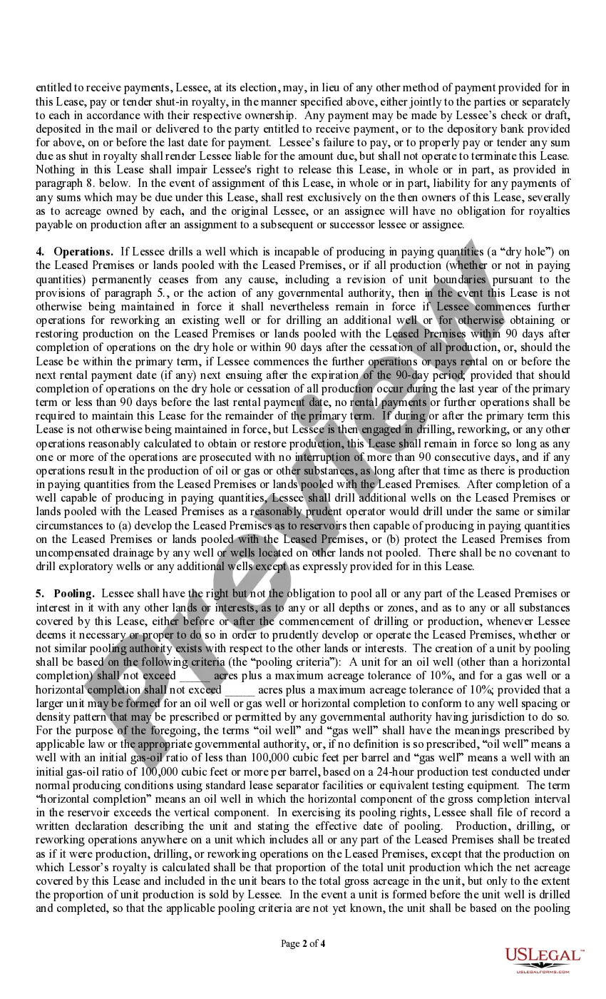 Preview Paid Up Lease Pooling Provision