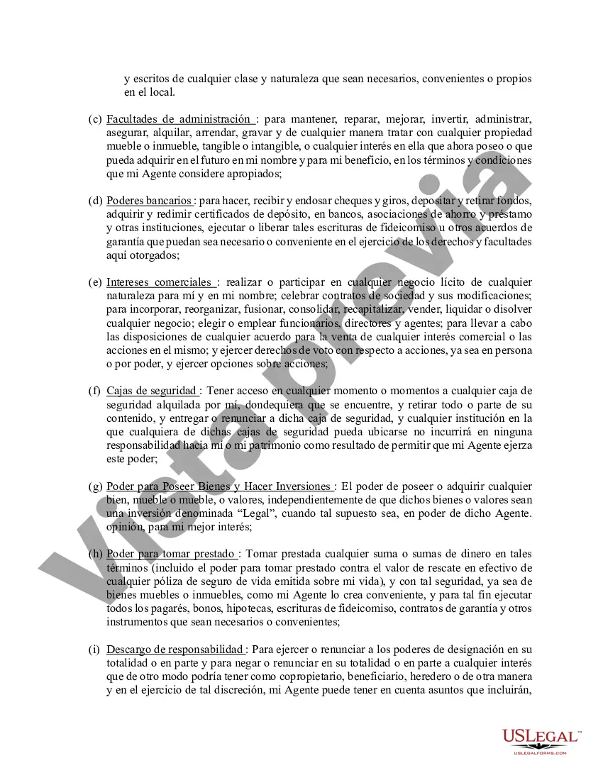 Preview Poder general duradero para la propiedad y las finanzas o efectivo financiero en caso de incapacidad