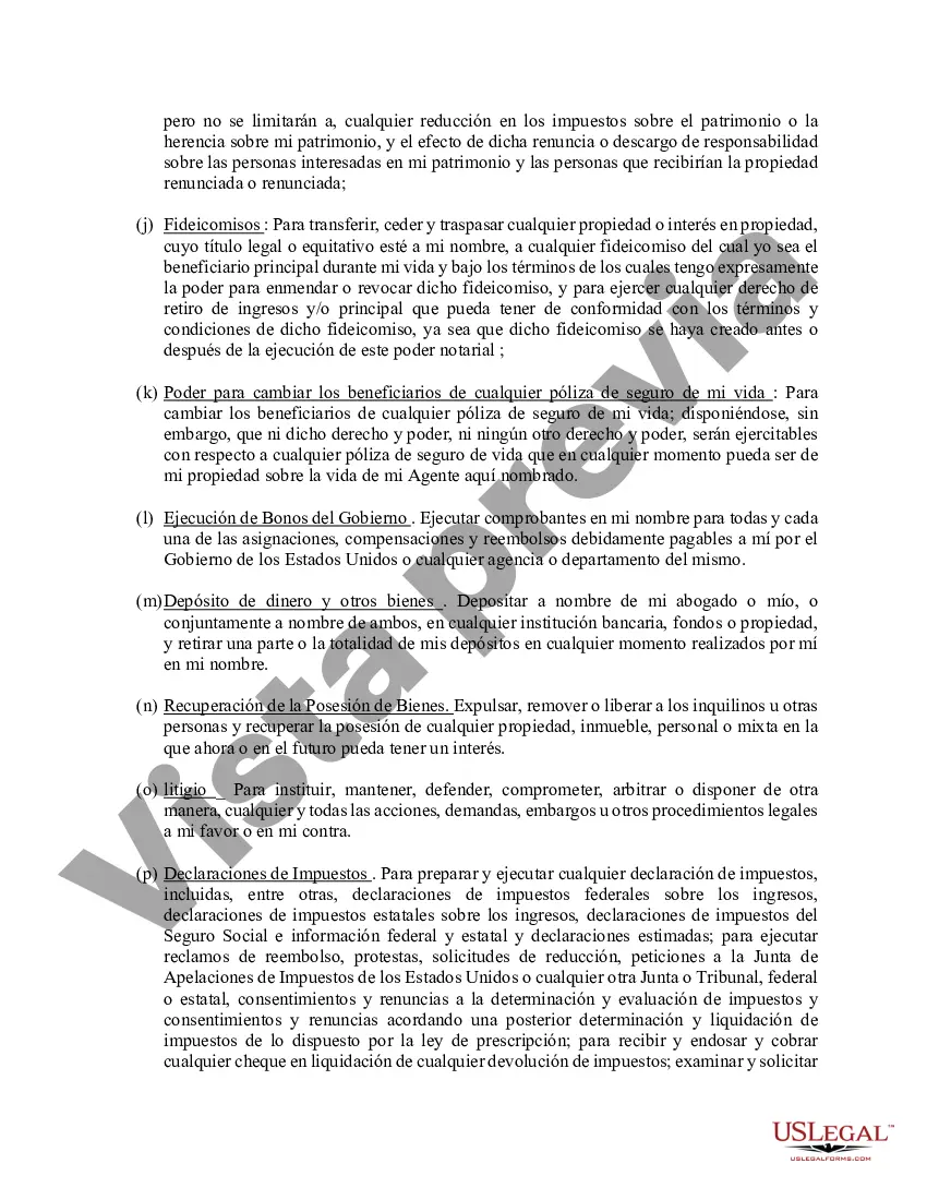 Preview Poder general duradero para la propiedad y las finanzas o efectivo financiero en caso de incapacidad