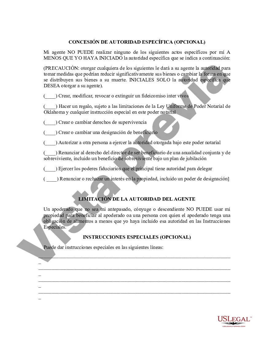 Preview Poder general duradero para la propiedad y las finanzas o efectivo financiero en caso de incapacidad
