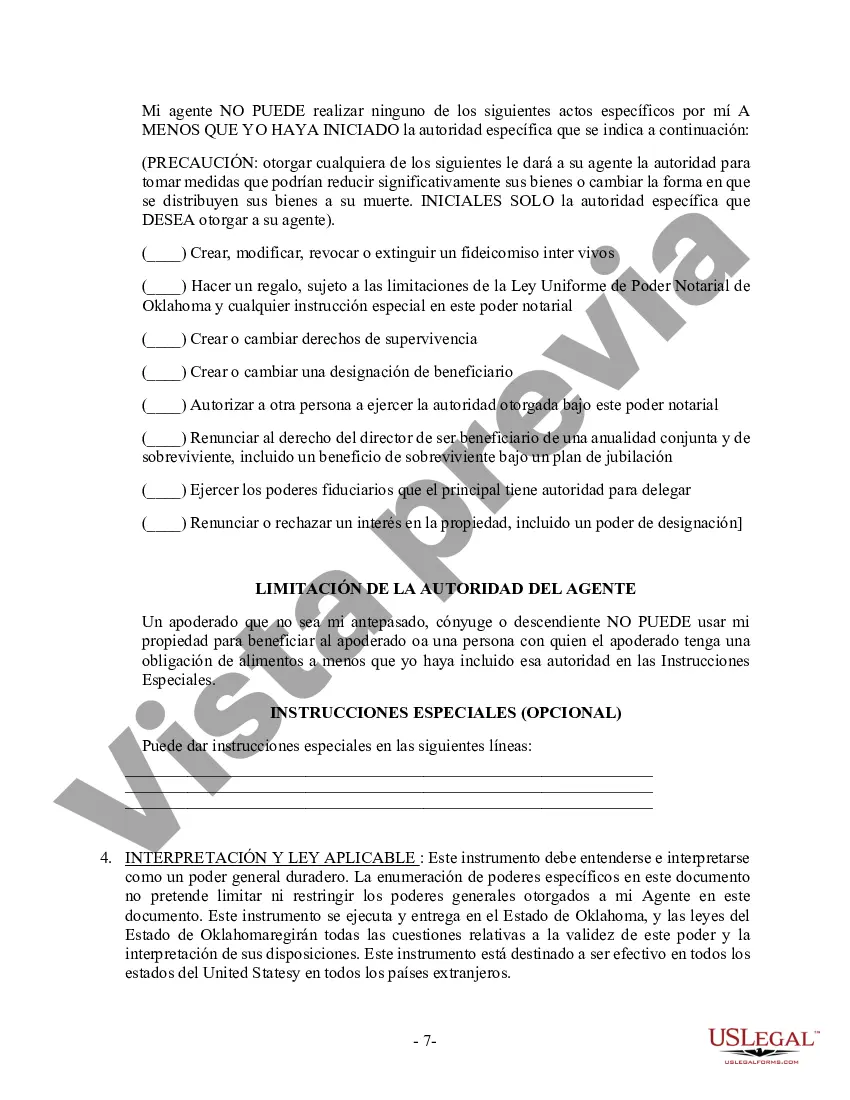 Preview Poder General Duradero para Bienes y Finanzas o Financiero Efectivo Inmediatamente