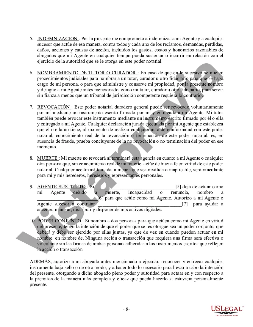Preview Poder General Duradero para Bienes y Finanzas o Financiero Efectivo Inmediatamente
