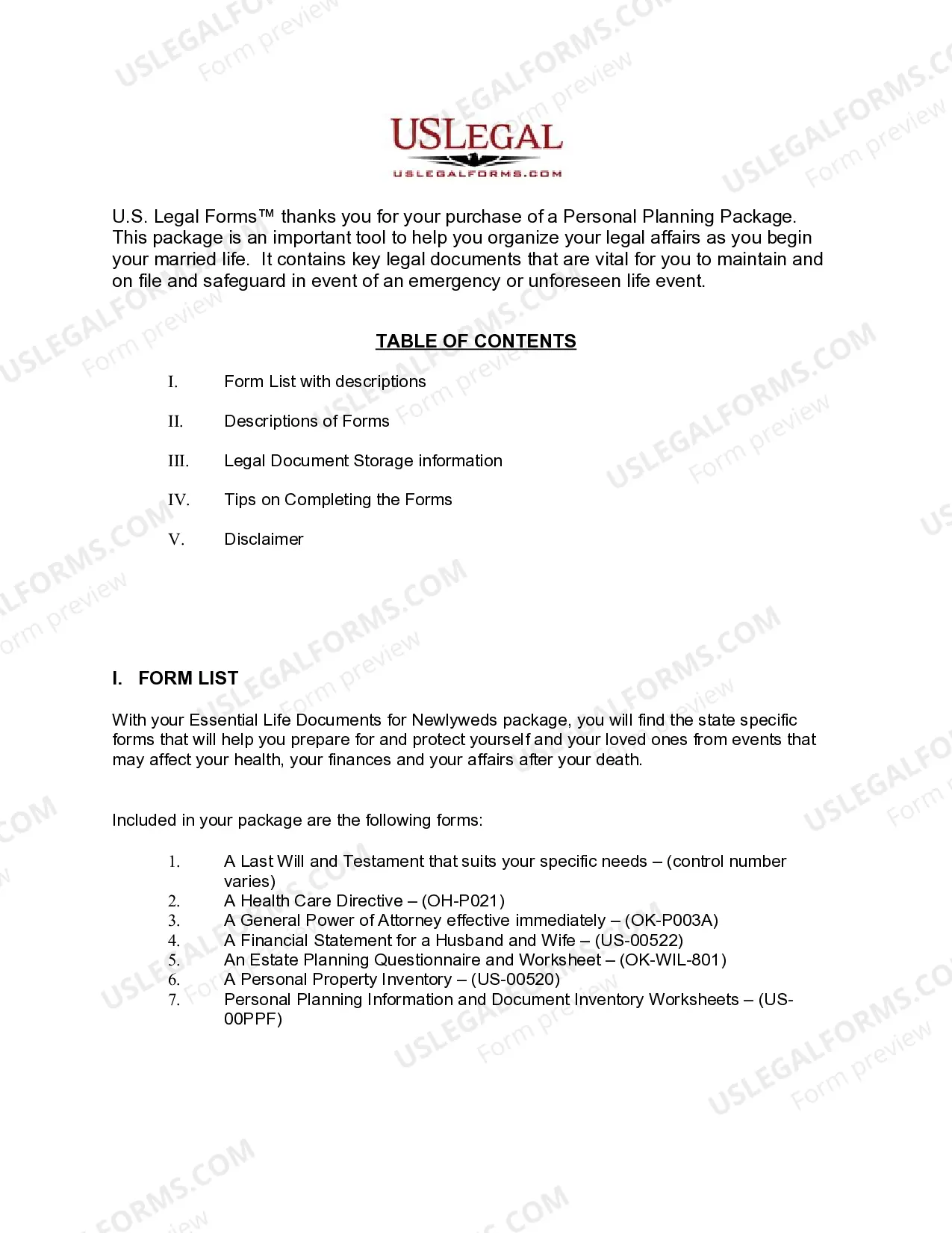 Preview Oklahoma Essential Legal Life Documents for Newlyweds