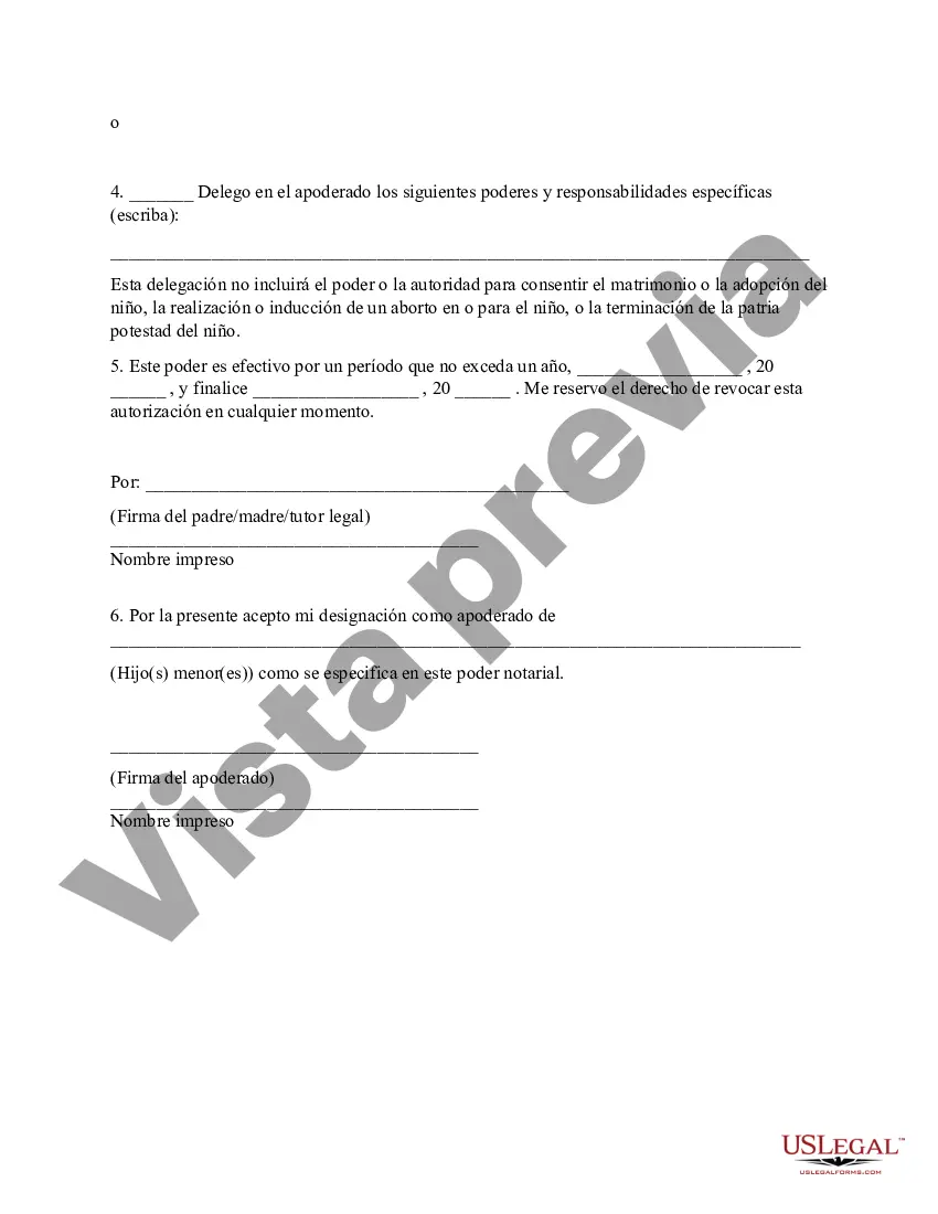 Preview Poder General para el Cuidado y Custodia del Hijo o Hijos