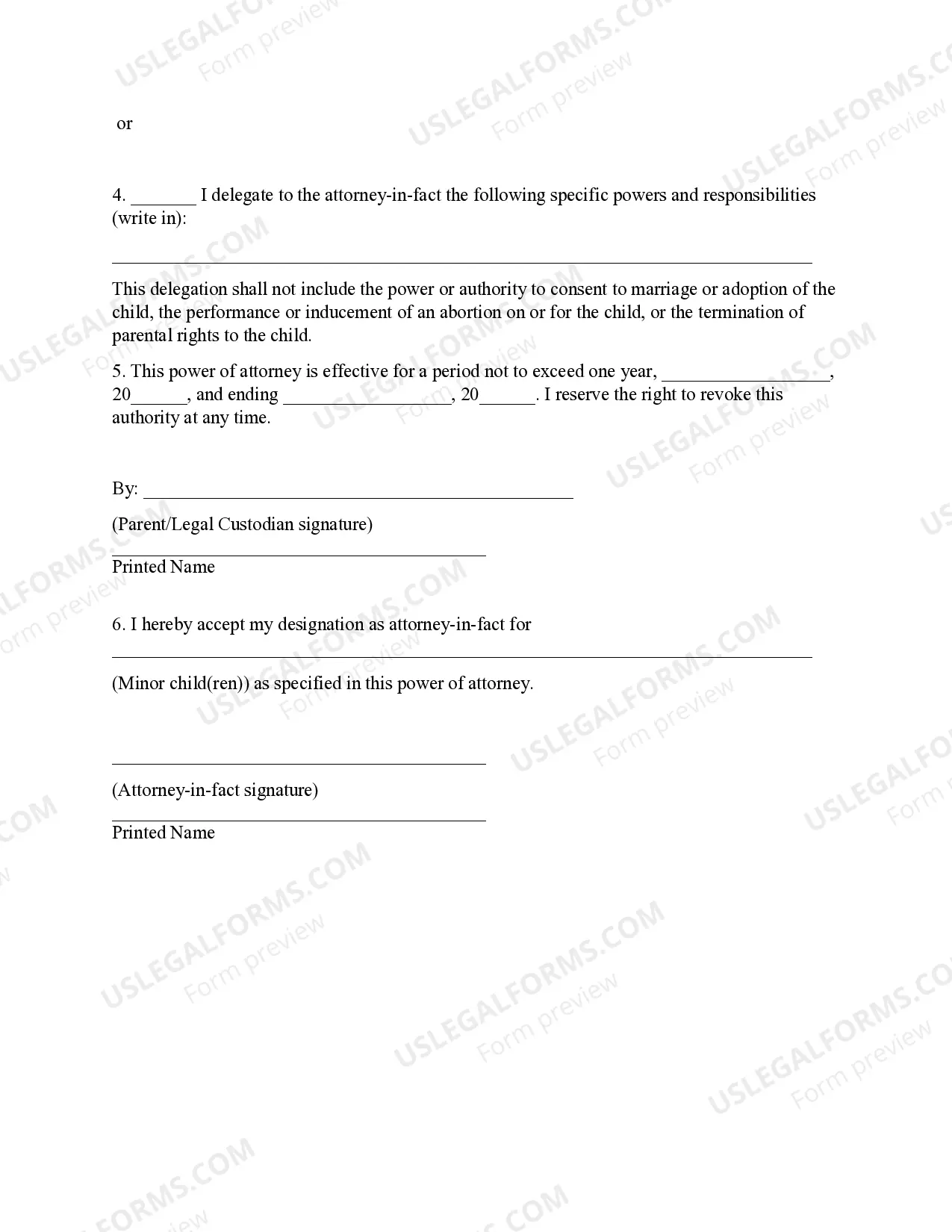 Preview General Power of Attorney for Care and Custody of Child or Children