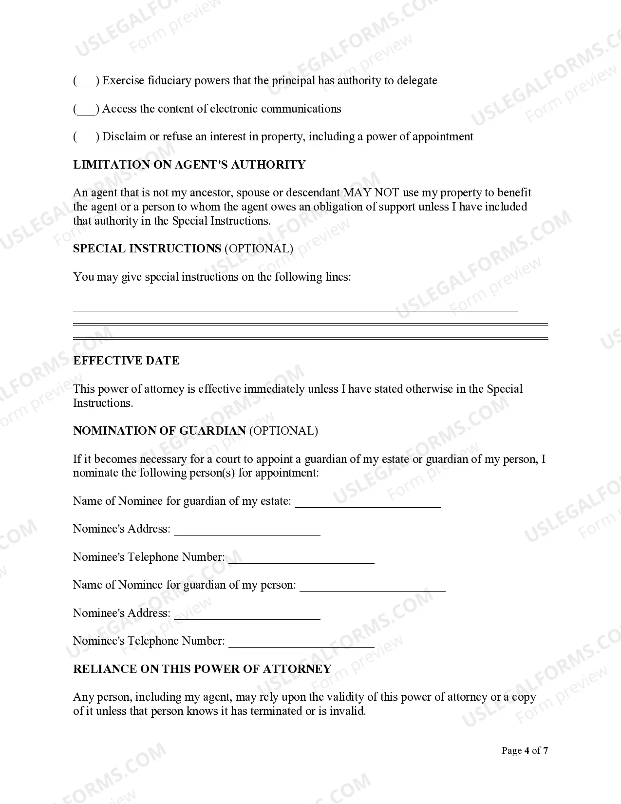 Preview Statutory General Power of Attorney