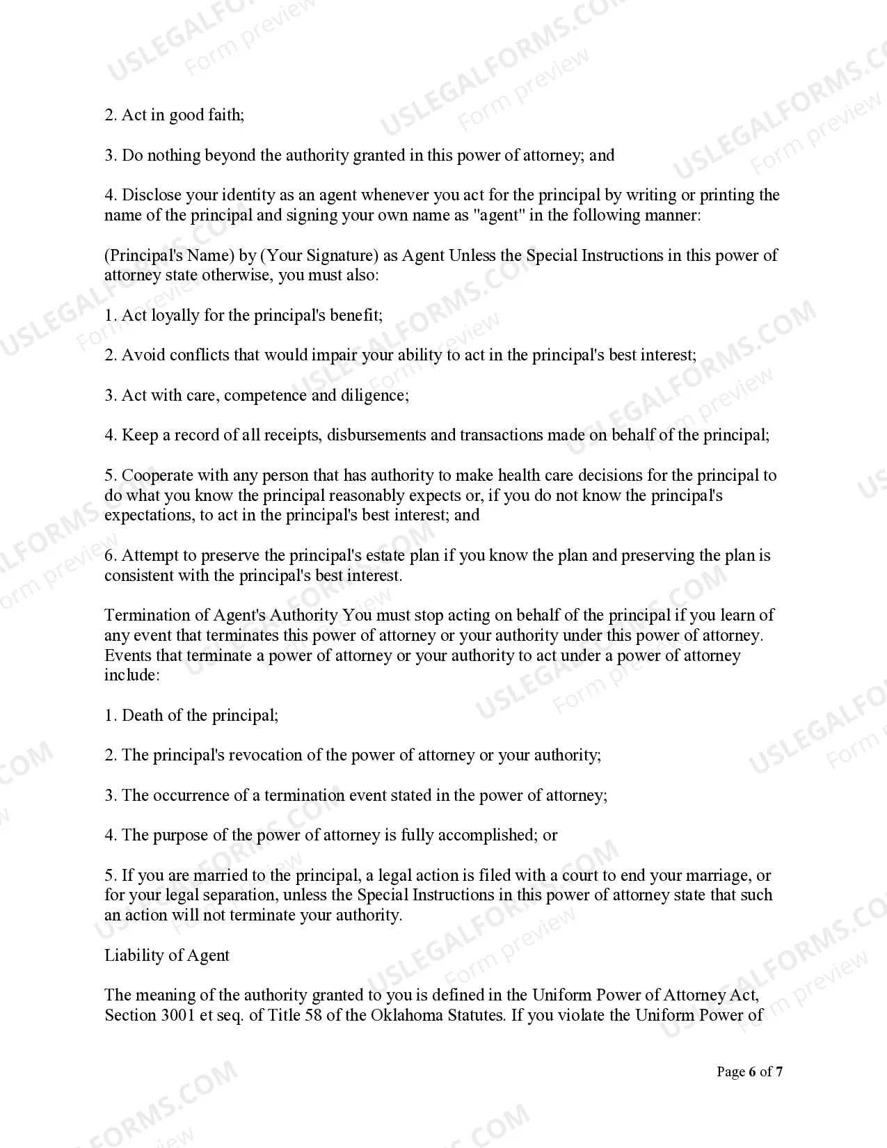 Preview Statutory General Power of Attorney