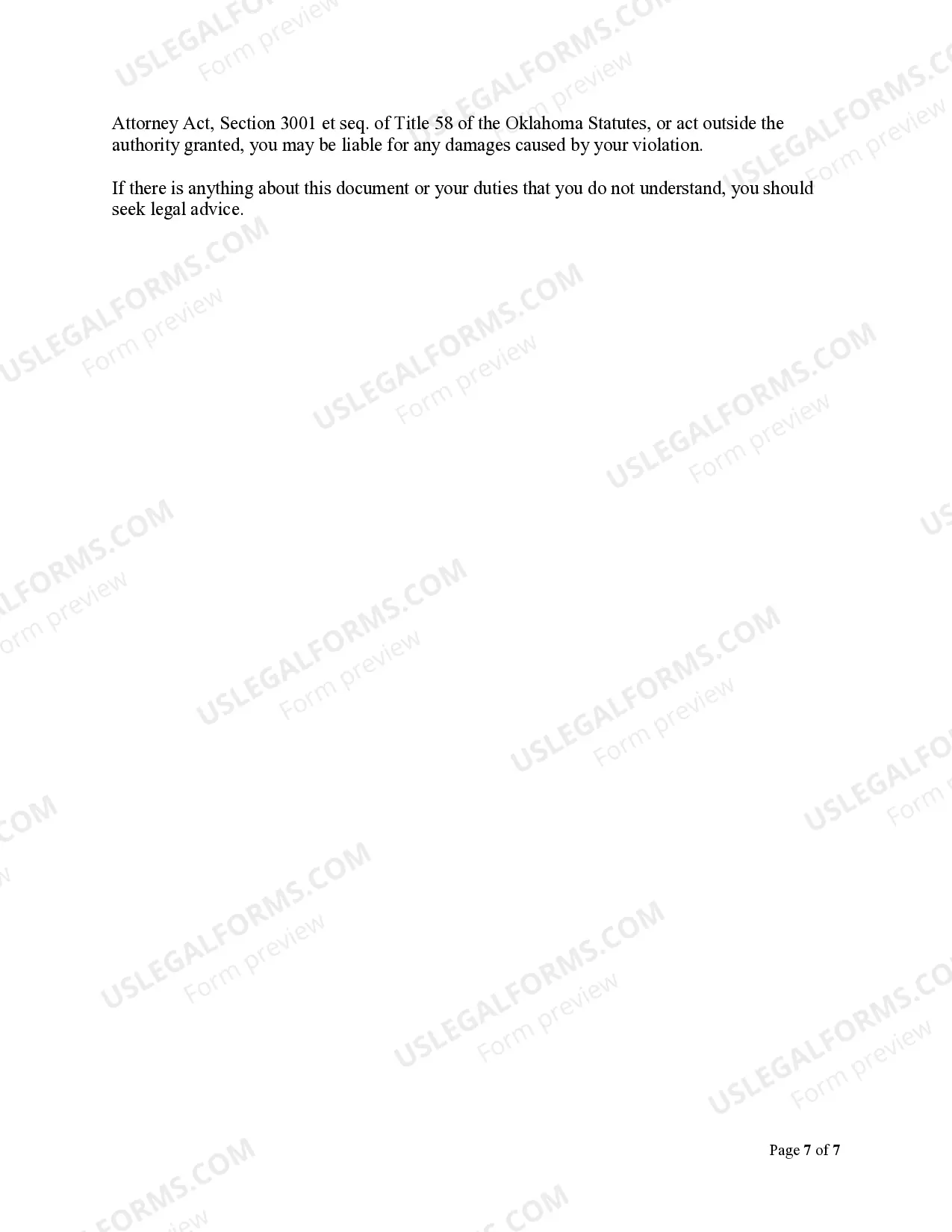 Preview Statutory General Power of Attorney