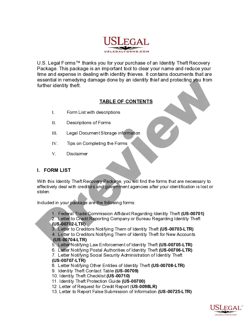 Get Oklahoma Identity Theft Recovery Package Preview Oklahoma Identity Theft Recovery Package