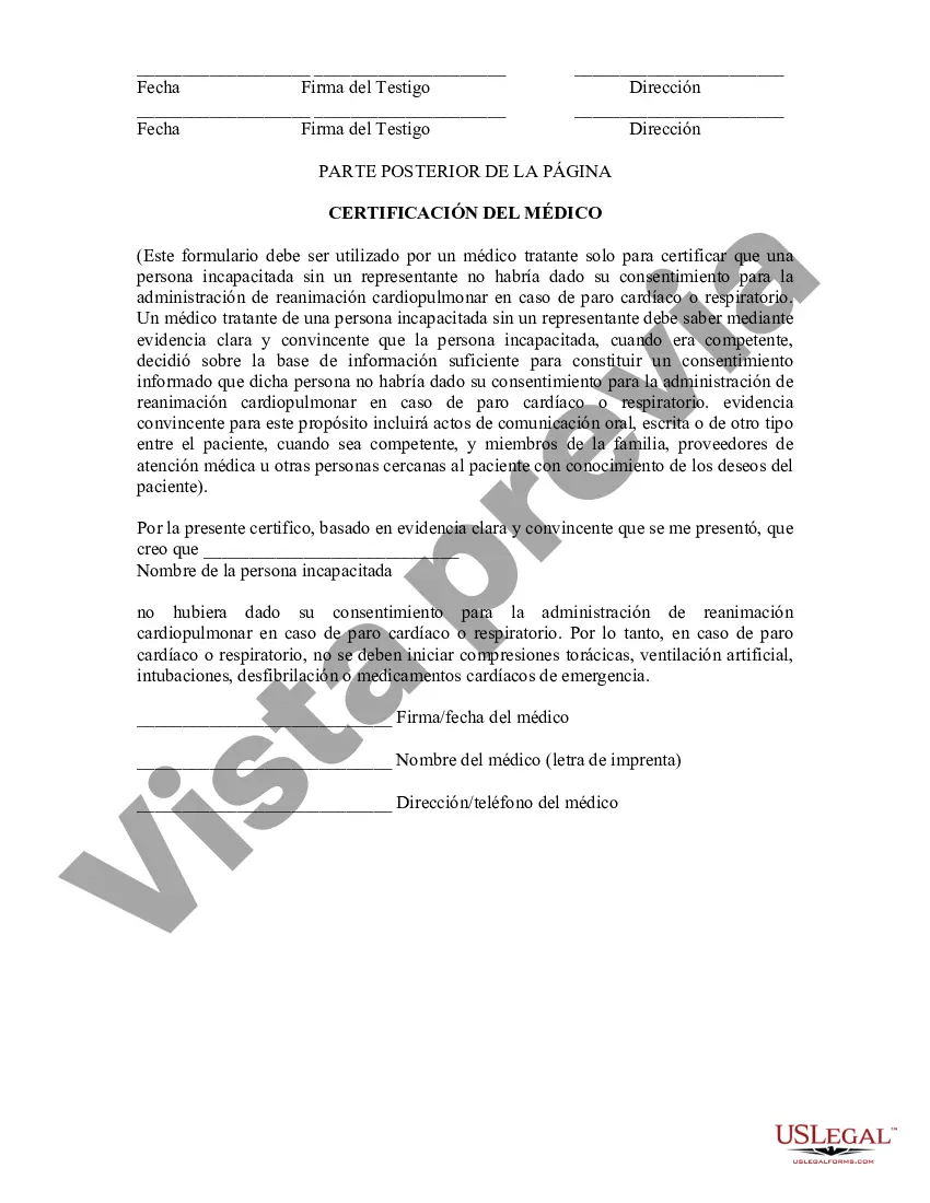 Preview Apoderado de atención médica - Formulario de no resucitar de Oklahoma - DNR - Formulario reglamentario