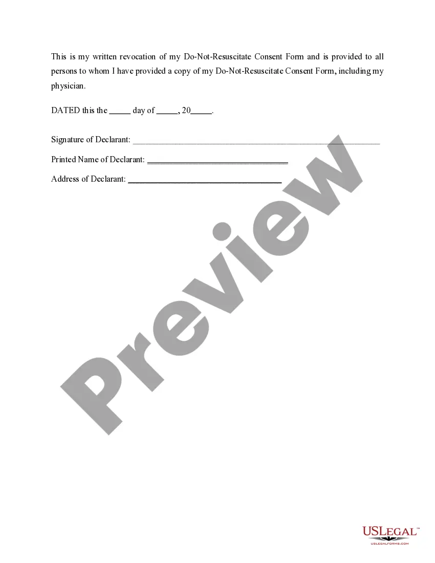 Get Revocation of Health Care Proxy - Do Not Resuscitate form - DNR Preview Revocation of Health Care Proxy - Do Not Resuscitate form - DNR