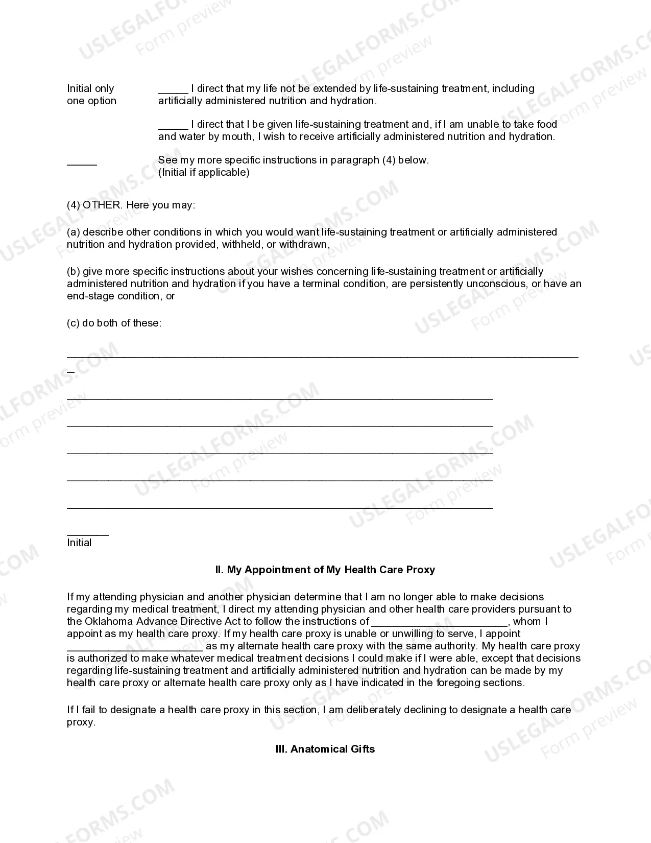 Preview Health Care Directive - Statutory Form