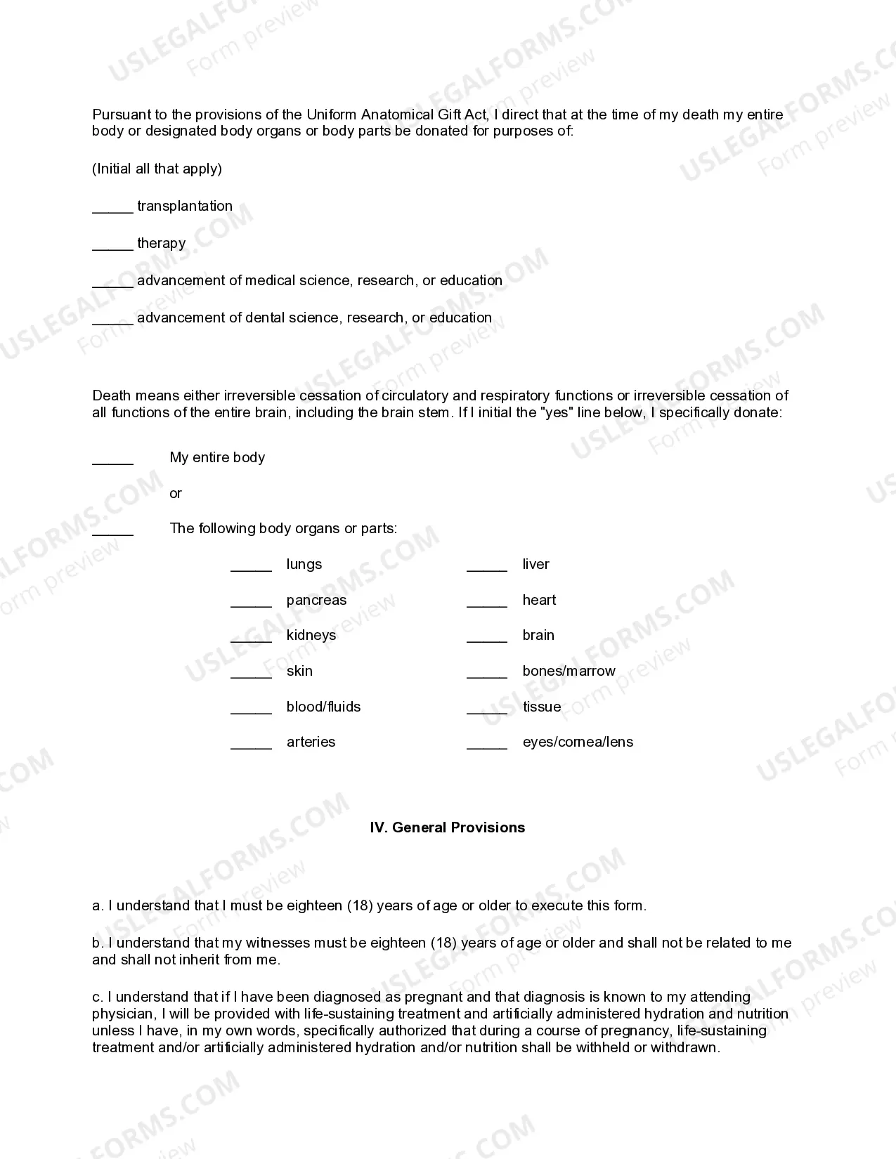 Preview Health Care Directive - Statutory Form