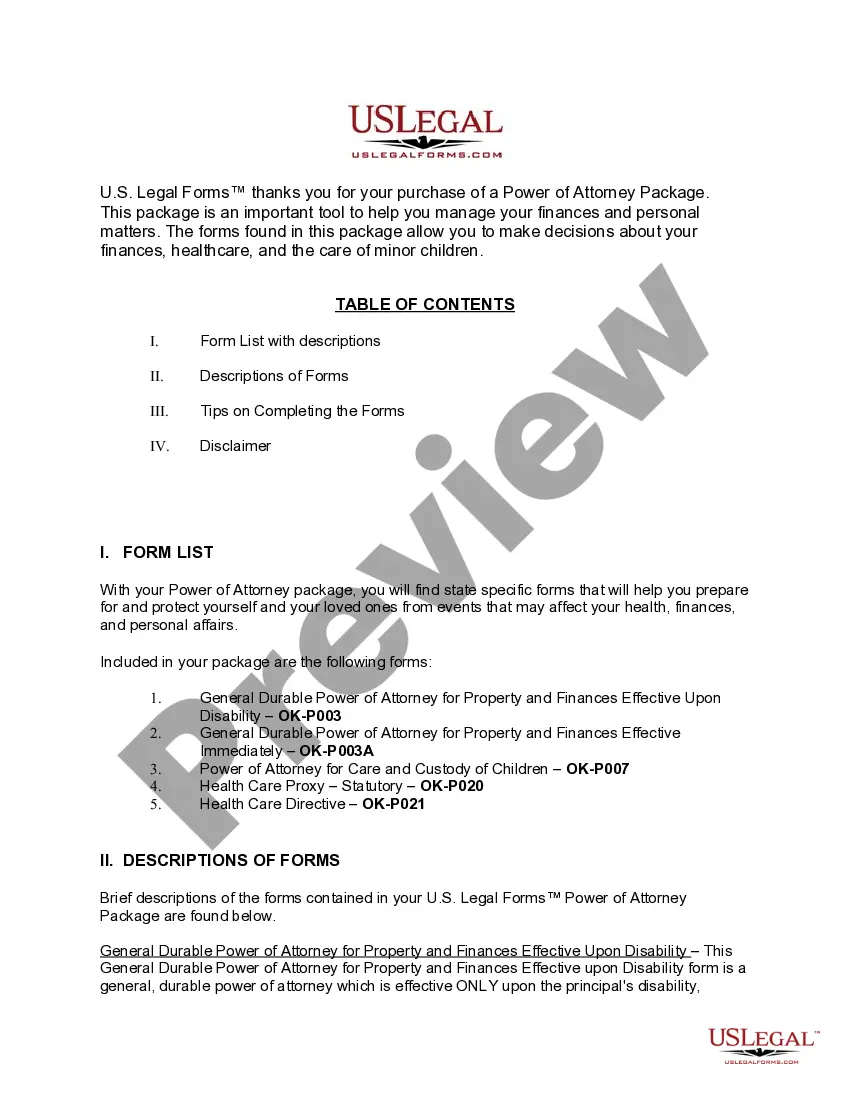 Get Oklahoma Power of Attorney Forms Package Preview Oklahoma Power of Attorney Forms Package