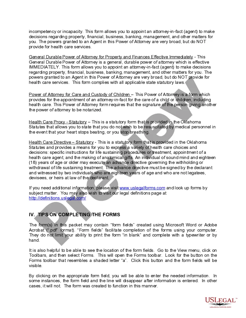 Get Oklahoma Power of Attorney Forms Package Preview Oklahoma Power of Attorney Forms Package