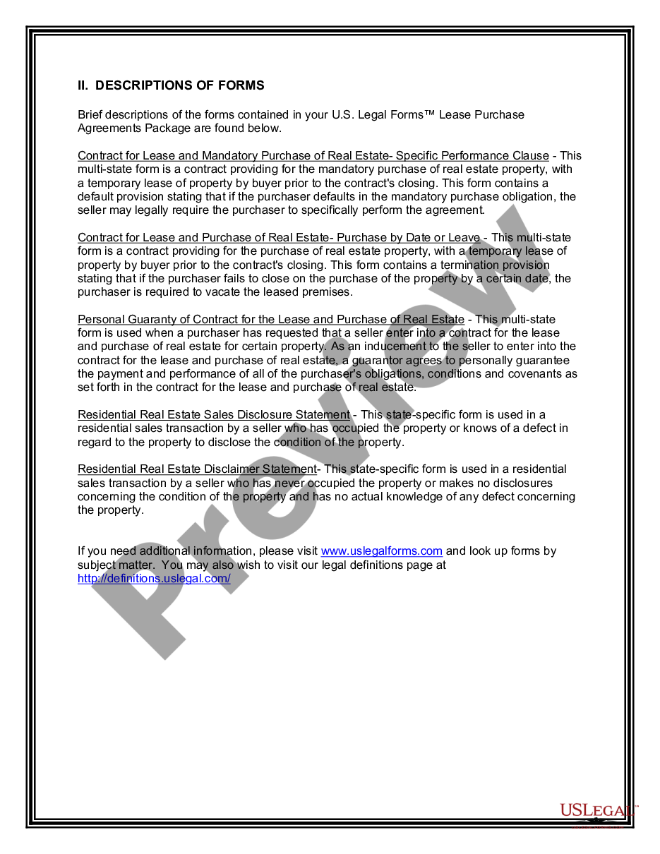 page 2 Lease Purchase Agreements Package preview