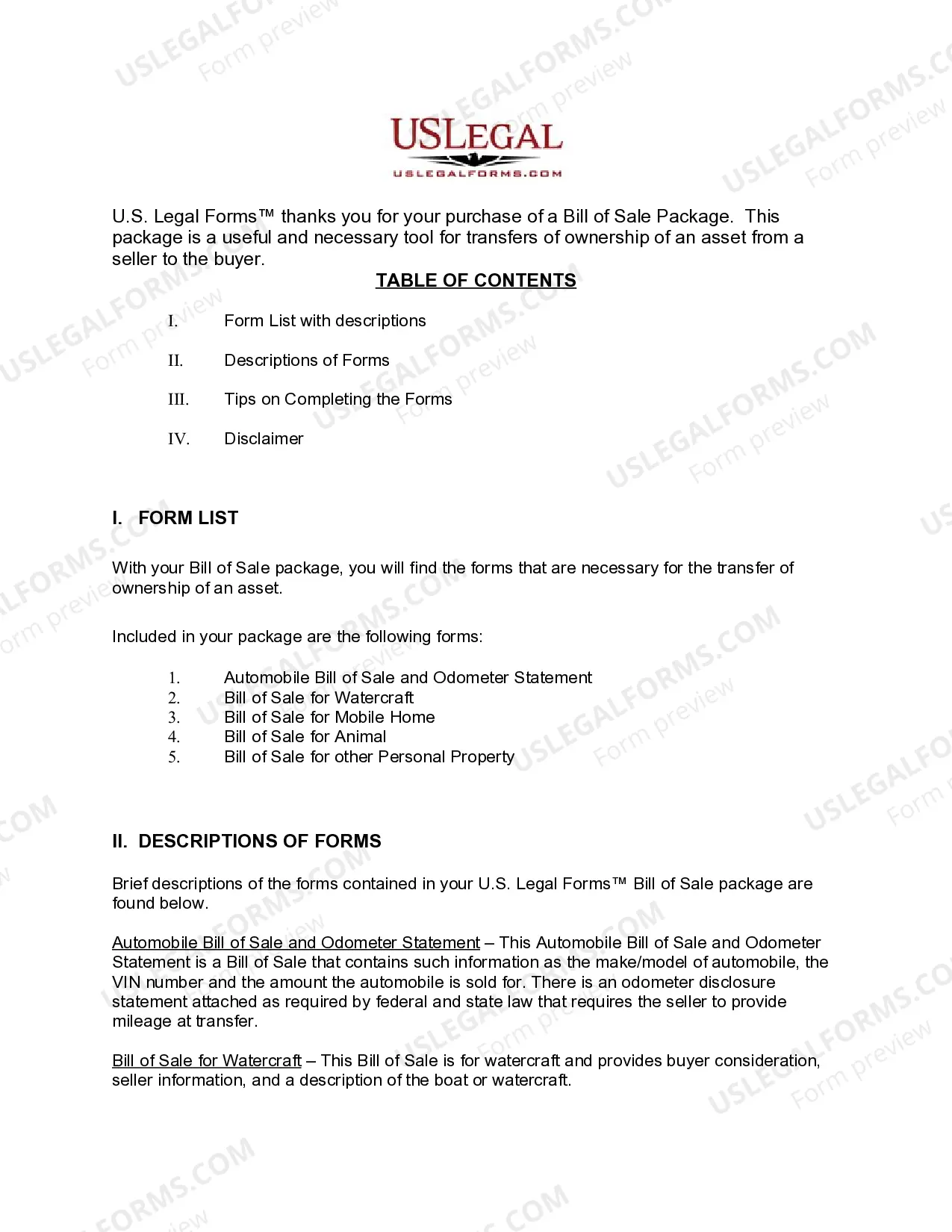 Preview Oklahoma Bill of Sale Package