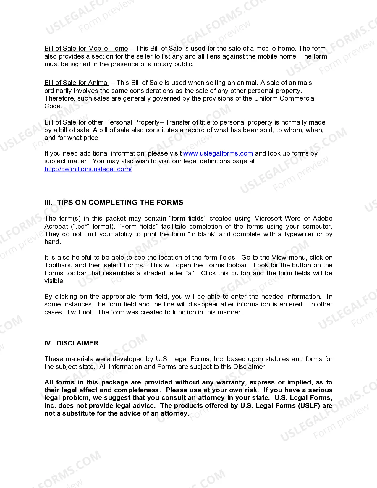 Preview Oklahoma Bill of Sale Package