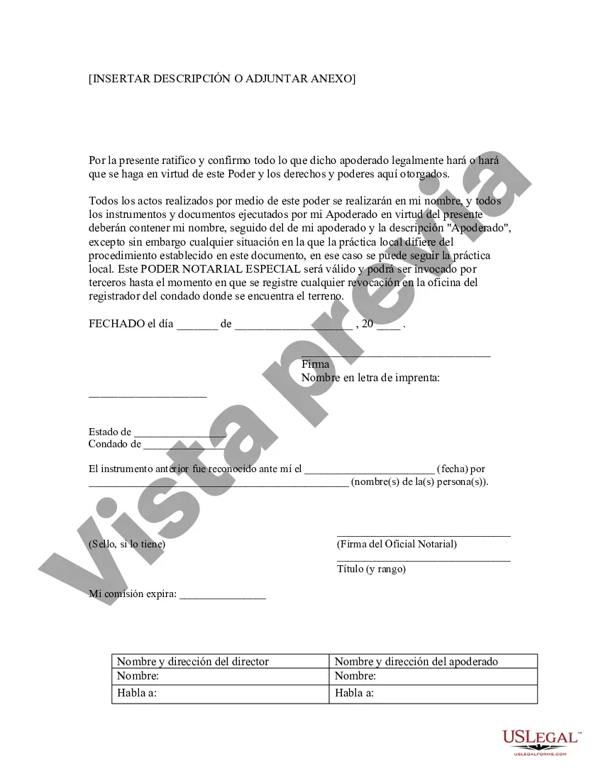 Preview Poder notarial especial o limitado para transacciones de compra de bienes raíces por parte del comprador