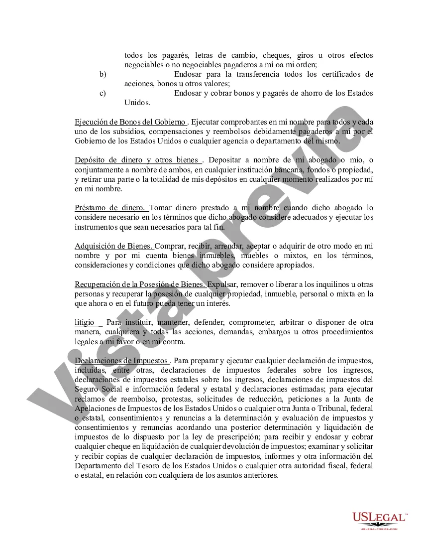 Preview Poder notarial limitado en el que se especifican poderes con ejemplos de poderes incluidos