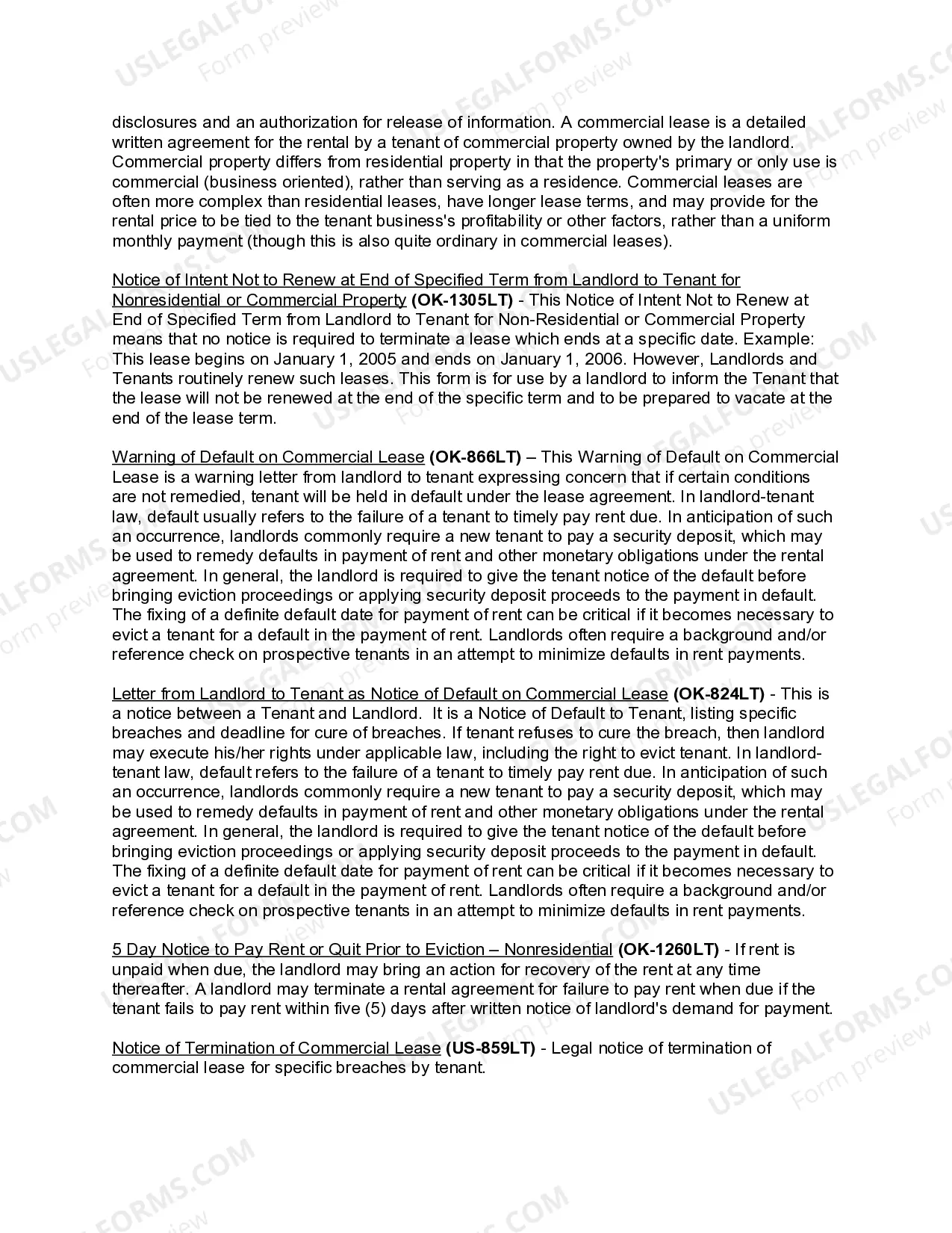 Preview Oklahoma Commercial Lease Package