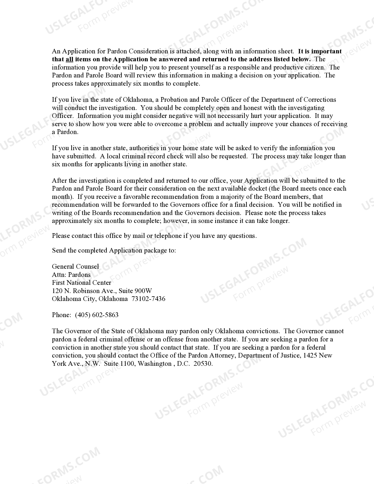 Application For Pardon In Oklahoma US Legal Forms