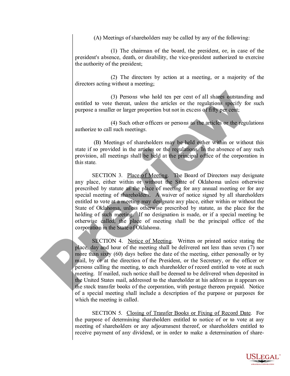 page 3 Sample Bylaws for an Oklahoma Professional Corporation preview
