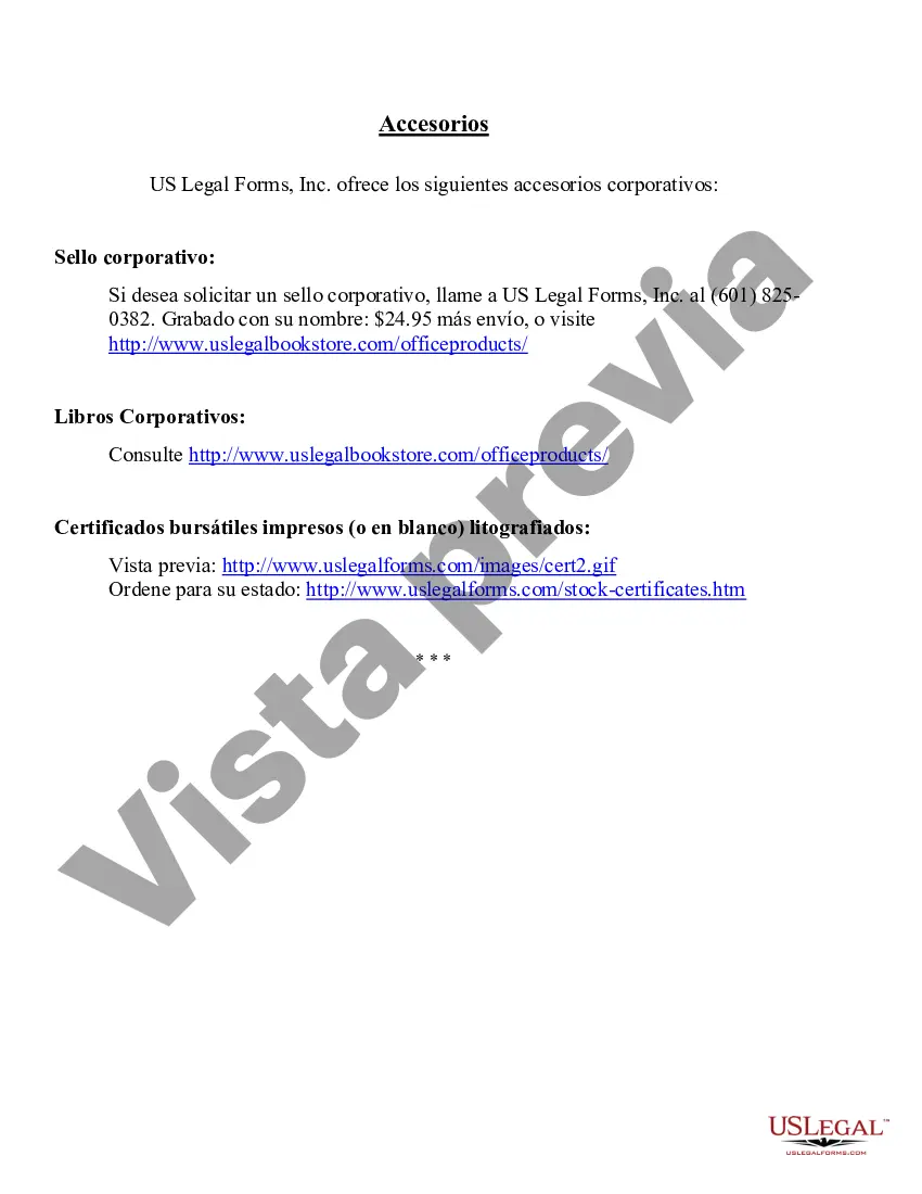 Preview Muestra de registros corporativos para una corporación profesional de Oklahoma