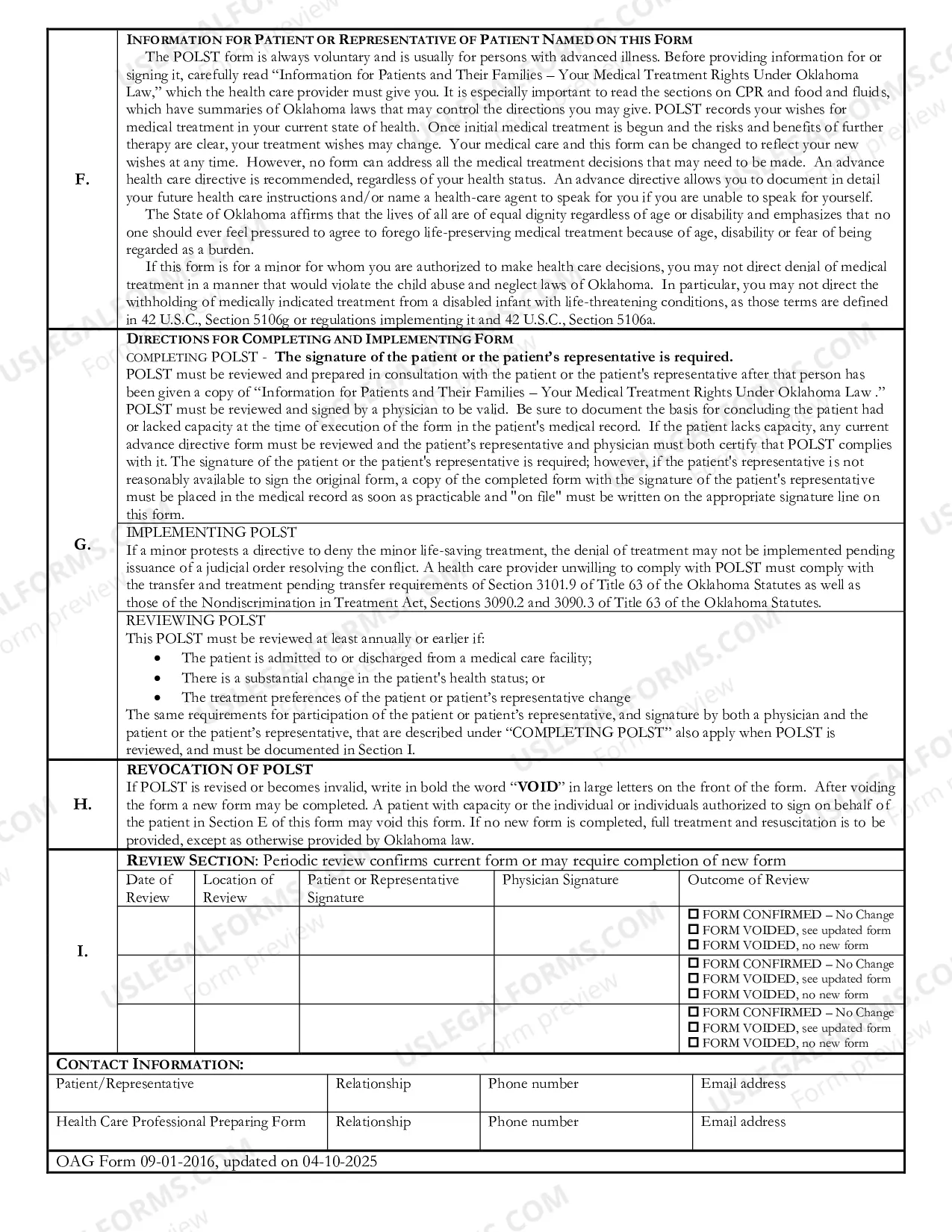 Preview Oklahoma Physician Orders for Life Sustaining Treatment