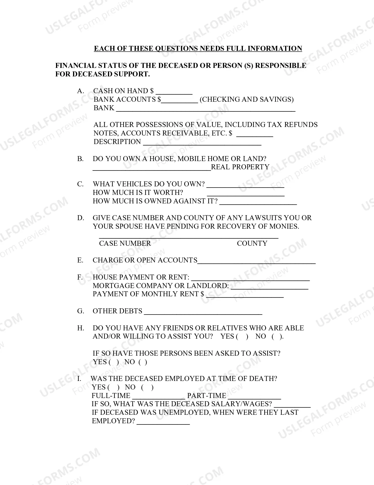 Preview Pauper's Affidavit