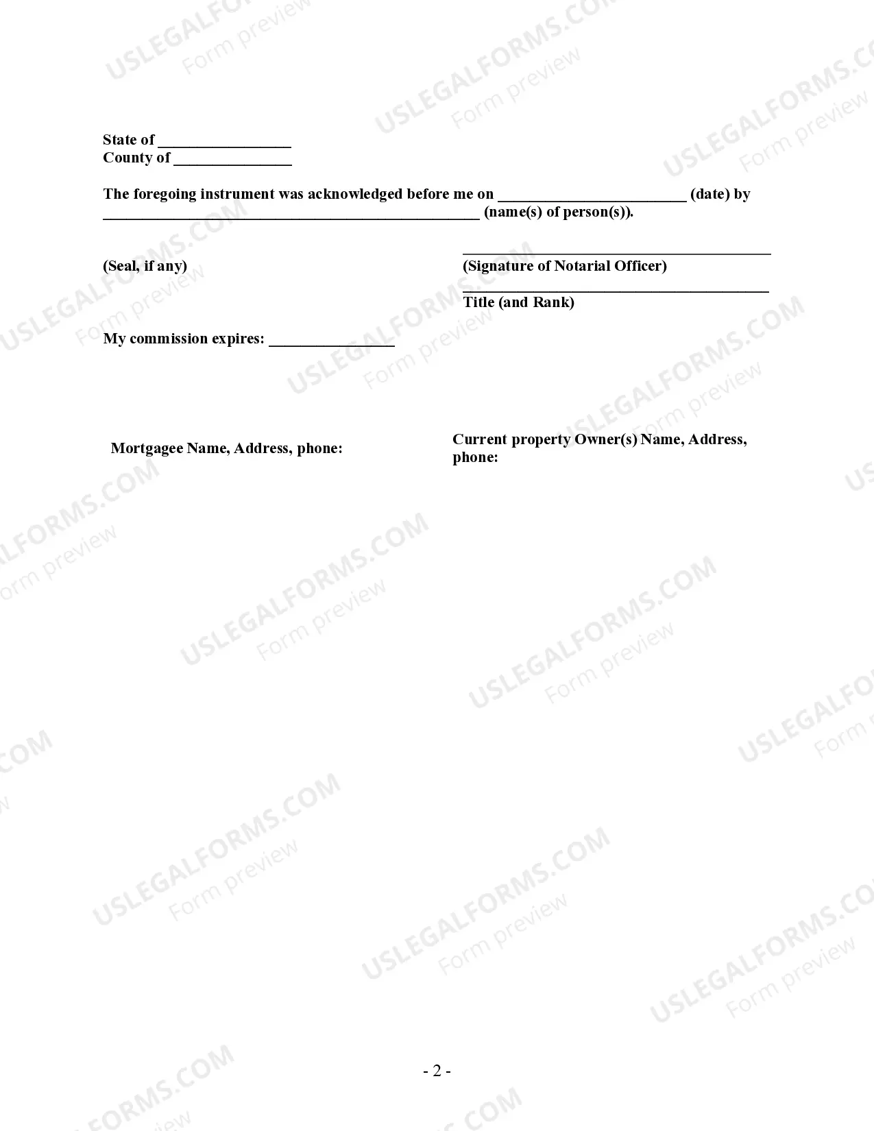 Preview Satisfaction Cancellation - Release of Mortgage - Individual Lender or Holder