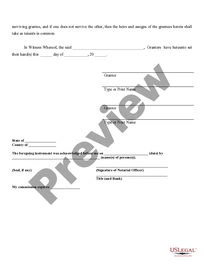 Preview Warranty Deed for Separate or Joint Property to Joint Tenancy