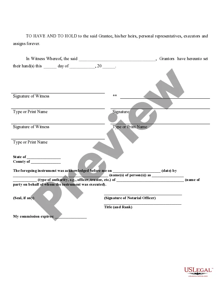 Preview Fiduciary Deed for use by Executors, Trustees, Trustors, Administrators and other Fiduciaries