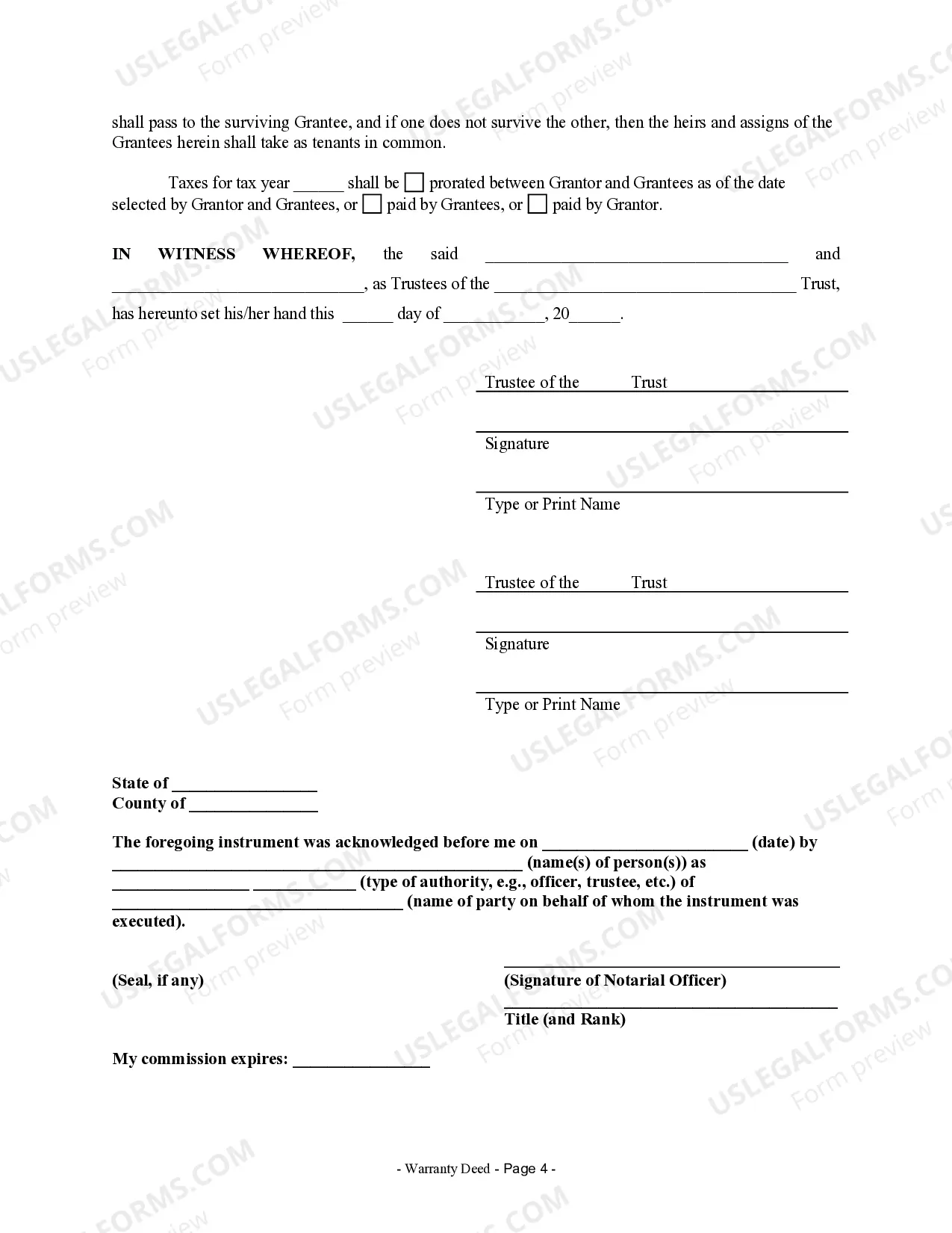 Preview Warranty Deed from Trustees to Husband and Wife