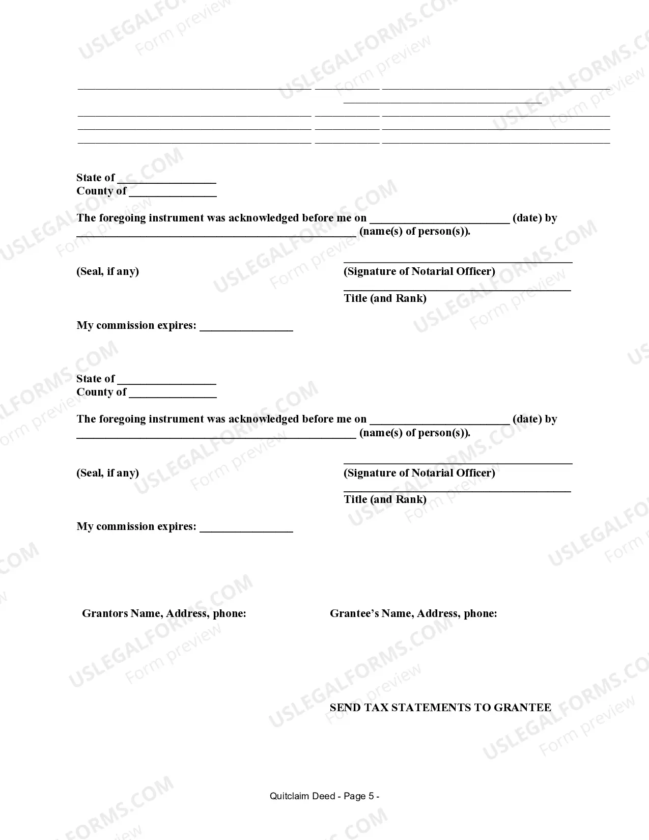 Preview Quitclaim Deed from Husband and Wife to Trust
