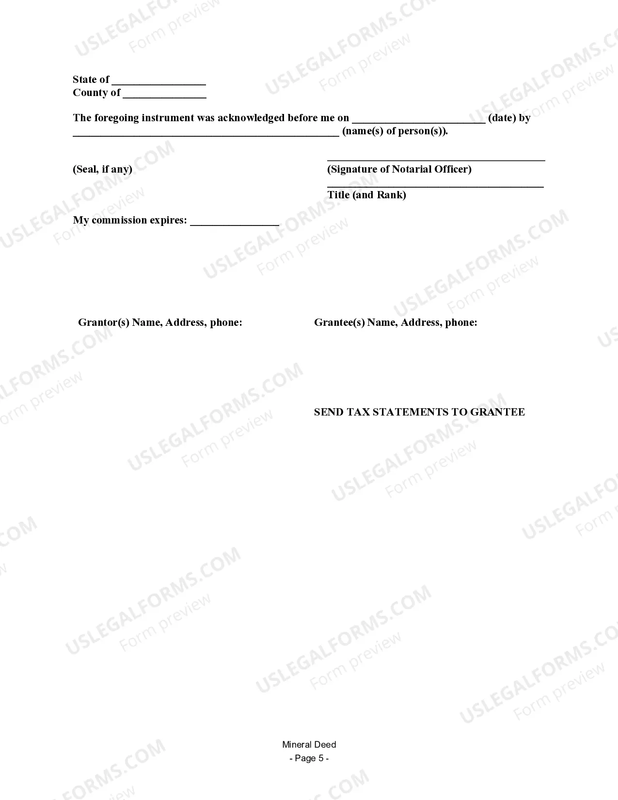 Preview Quitclaim Mineral Deed for Individual to Individual