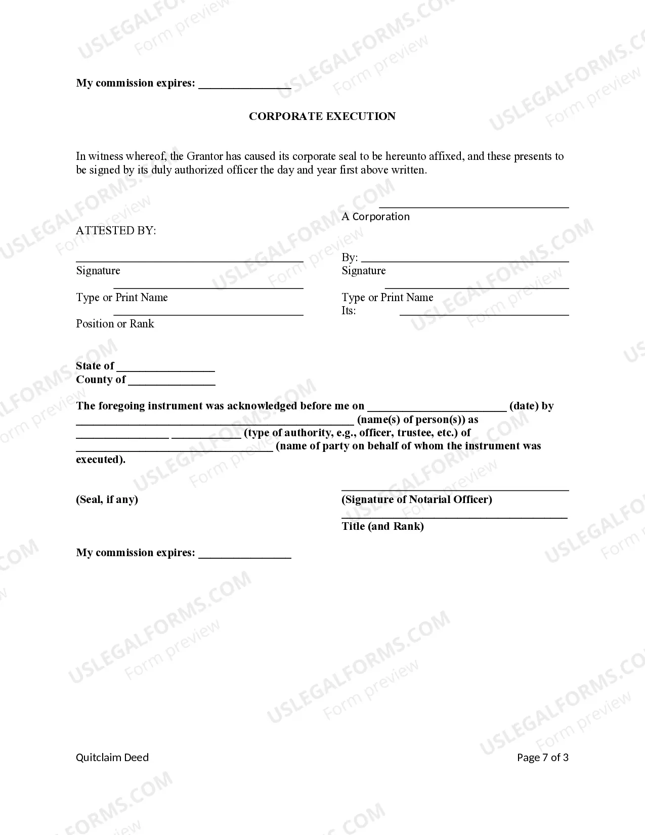 Preview Quitclaim Oil, Gas and Mineral Deed - Trust to Five Individuals