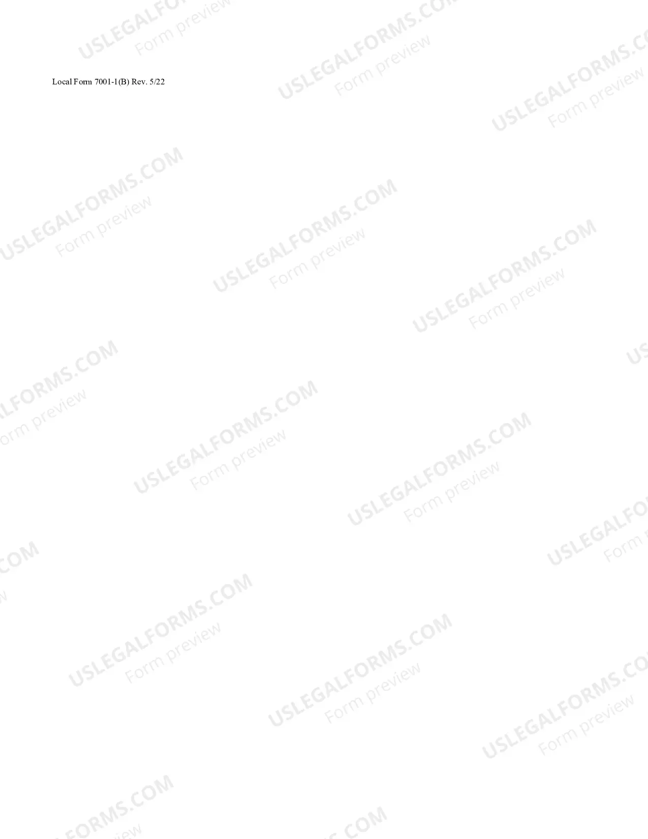 Preview Local Form 7001-1(B) Instructions re adversary proceedings