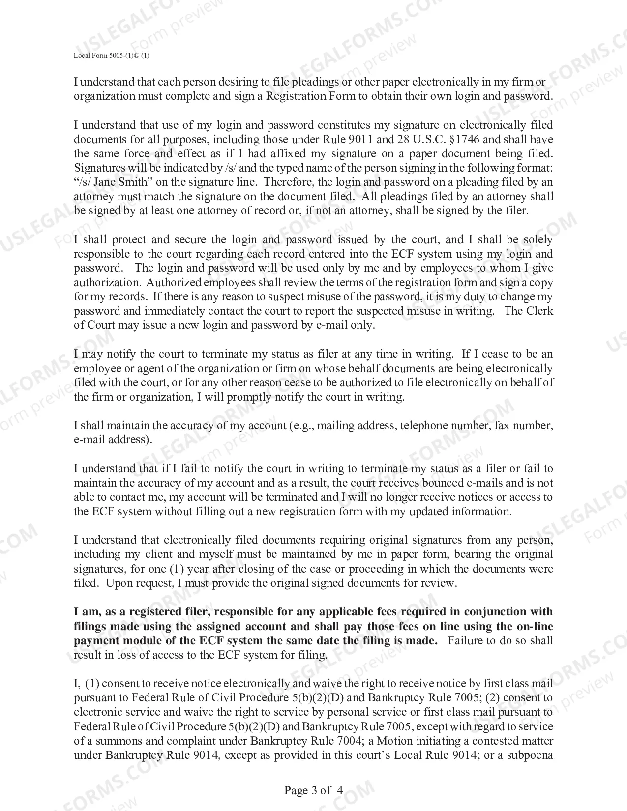 Preview (Form 5005-1(C)(1)) Electronic Case Filing System Registration