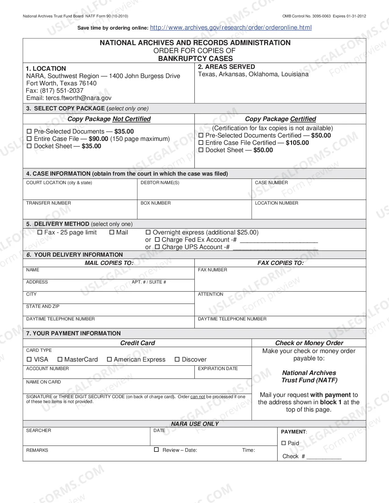 Preview Archive Request Form (Fillable Form)