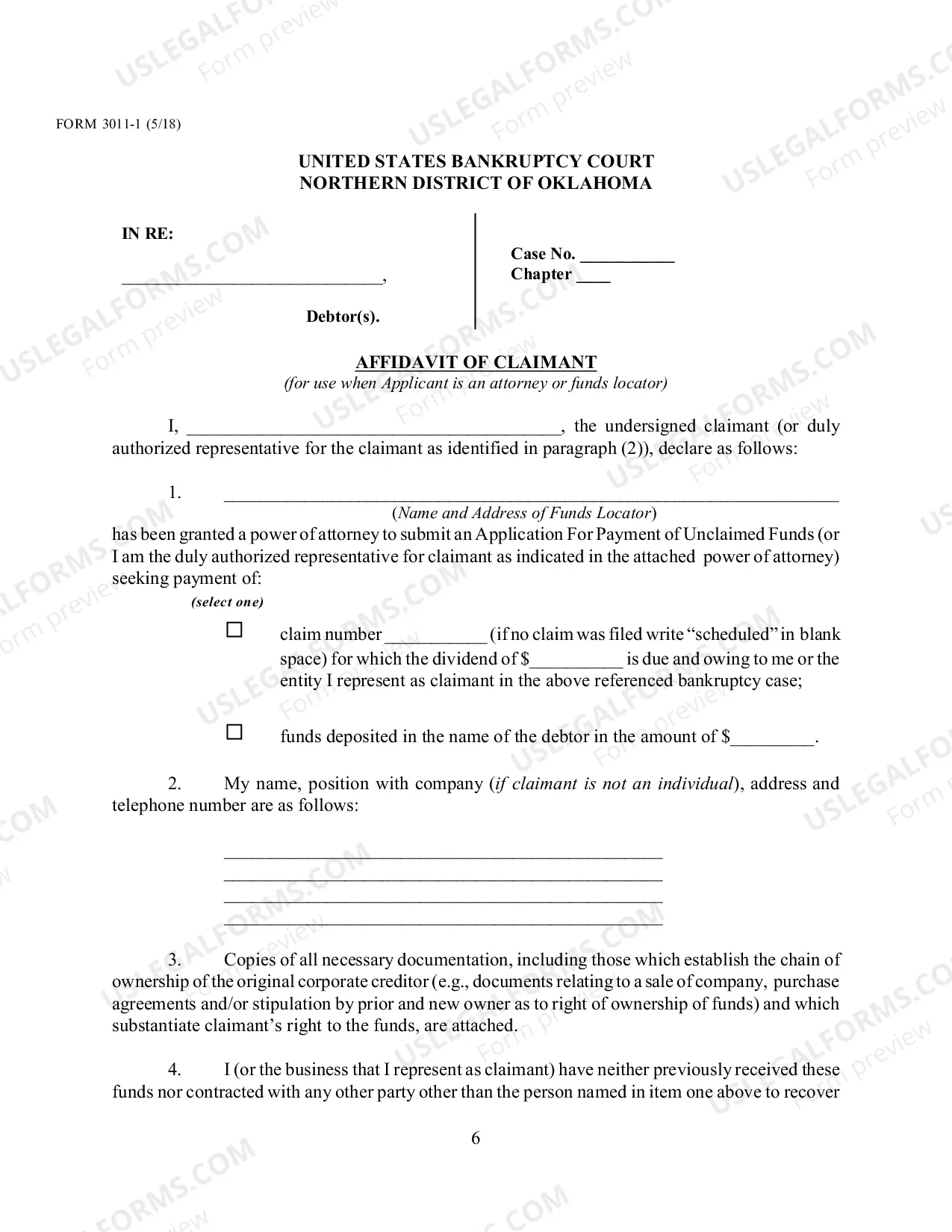 Preview Local Form 3011-1 Application for Payment of Unclaimed Funds