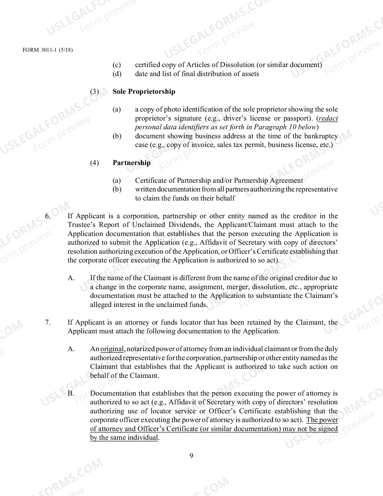 Preview Local Form 3011-1 Application for Payment of Unclaimed Funds