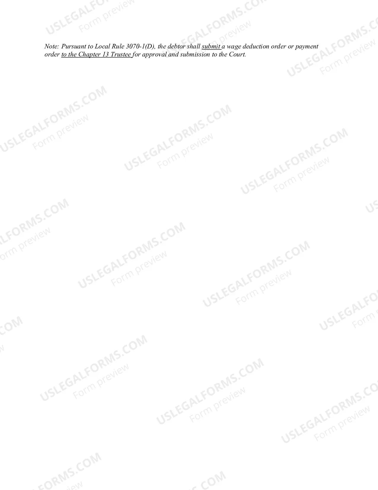 Preview Local Form 3070-1DOrder For Wage Deduction (Microsoft Word format)